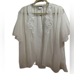 Sheer White Embroidered Kimono size S